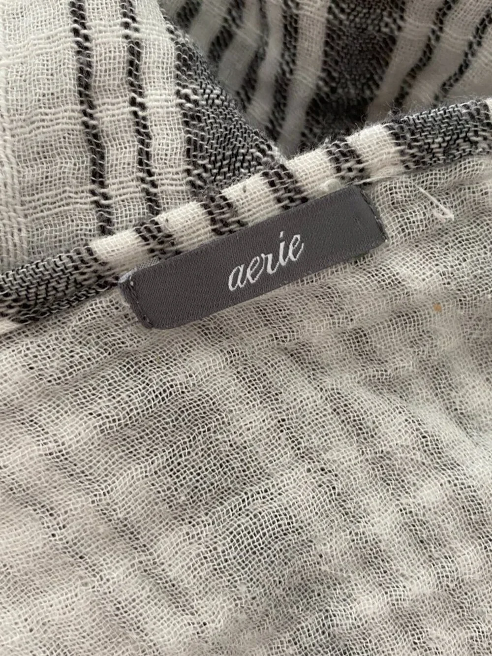 Aerie Gauze Open Front Cover Up Blue White Cardigan - One Size